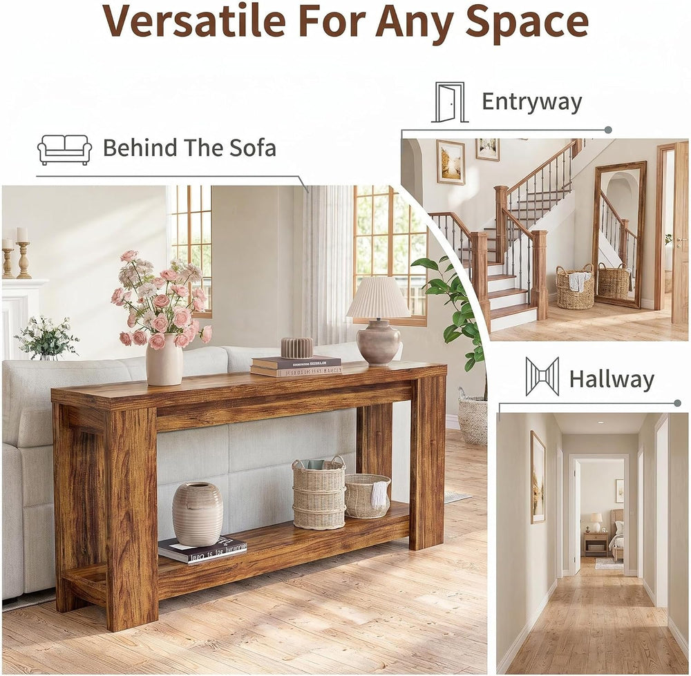 70.9" Rustic Farmhouse Console Sofa Table - Heavy Duty MDF Entryway Tabl...