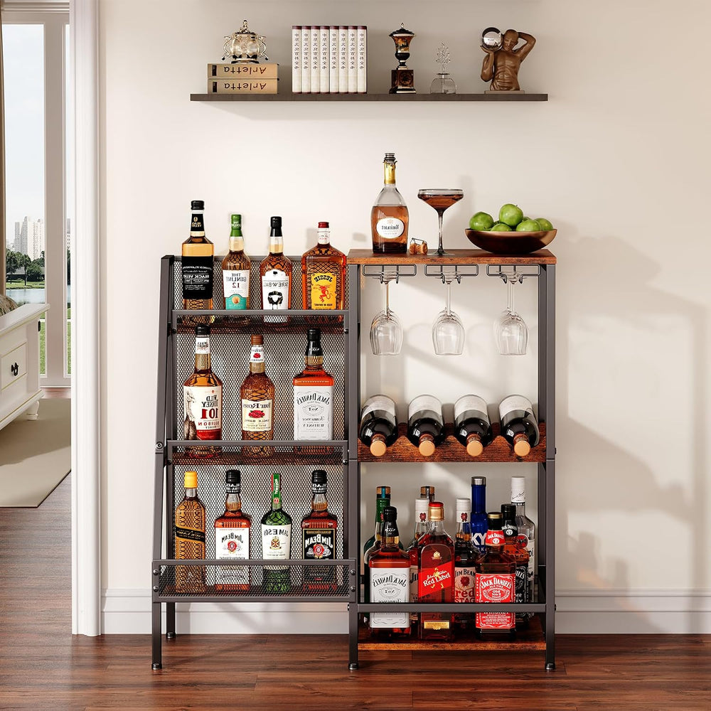 Versatile Liquor Stand for Home Bar, Wine Rack Freestanding Floor, Mini Bar T...