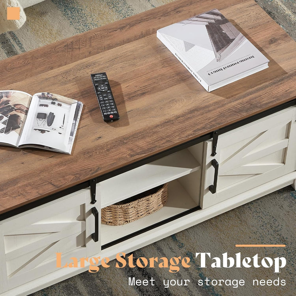 AMERLIFE 3-Piece Farmhouse Living Room Table Set - Coffee Table with Sliding ...