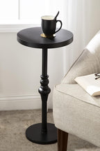 Kate and Laurel Stratton Rustic Pedestal Table; 13 x 13 x 26; Black; Decorative Pedestal Table for Decorating Smaller Living Areas and Hosting