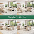HONBAY Modular Sectional Sleeper Sofa with Pull Out Couch, Oversized U Shaped Sleeper Pull Out Bed with Storage Sectional Couches for Living Room - Beige