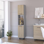 2 Door 2 Shelf Kitchen Pantry Light Pine and Gray