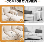 130" U Shaped Modular Sectional Sofa, Couch with Ottoman Storage, Chenille Cloud Couch with Plush Deep Seating for Living Room, Bedroom (Beige, 6 Seat)