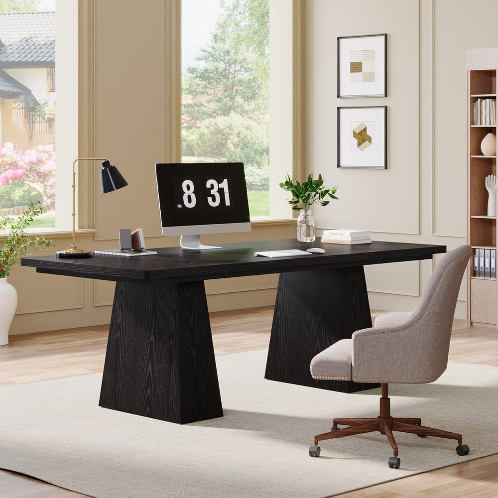 Tribesigns 63-Inch Executive Desk, Large Office Computer Desk with Double Ped...