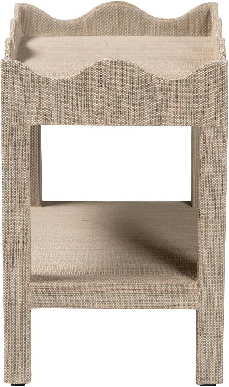 Bali & pari Sebastian Grasscloth Scalloped End Table - 2-Tier Accent Tabl...