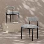 Morden Fort Modern Dining Chairs Set of 4, Boucle Upholstered Chairs with Open Back and Black Metal Legs for Dining Room, Kitchen, Living Room and Apartment
