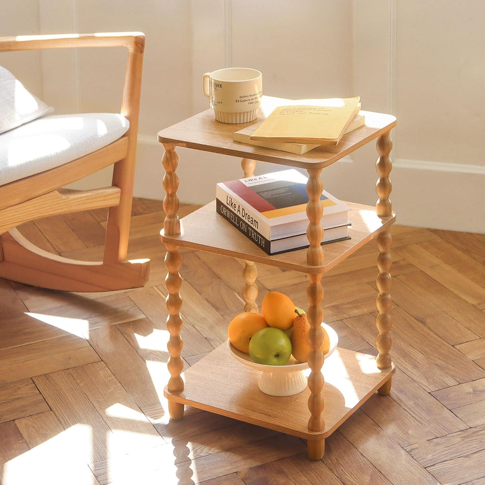 Fultyle End Table, Modern Side Table with 3 Tier Open Shelf, Small Table Bed ...