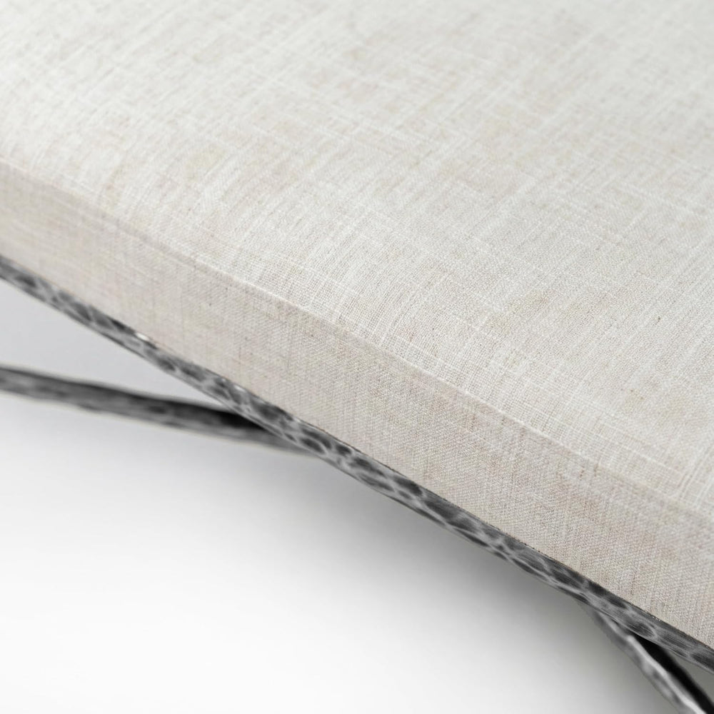 24/7 Shop at Home Lalia Upholstered 48-inch Metal Bench with Padded Roll Arms...