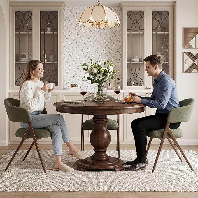 COLAMY Dining Chairs Set of 2, Modern Fabric Upholstered Dining Room Kitchen Side Chairs with Iron Legs, Open Back and Padded Seat, for Living Room/Restaurant/Cafe, Green