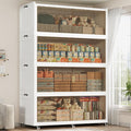 320GAL Extra Large Storage Bins with Lid, 1280QT Collapsible Organizer with Wheels, Stackable Closet Cabinet with Doors, Folding Storage Containers for Home, Office, Kitchen, 3Pack White