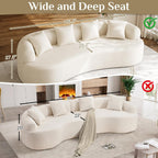 Modern Curved Couch,Oversized 4 Seater Boneless Chenille Sofa,Cream White | Oversized Curved Sofa with Deep Seats,High Foam and 4 Pillows,Cloud Couch for Living Rooms,Bedrooms ,Apartments,No Assembly