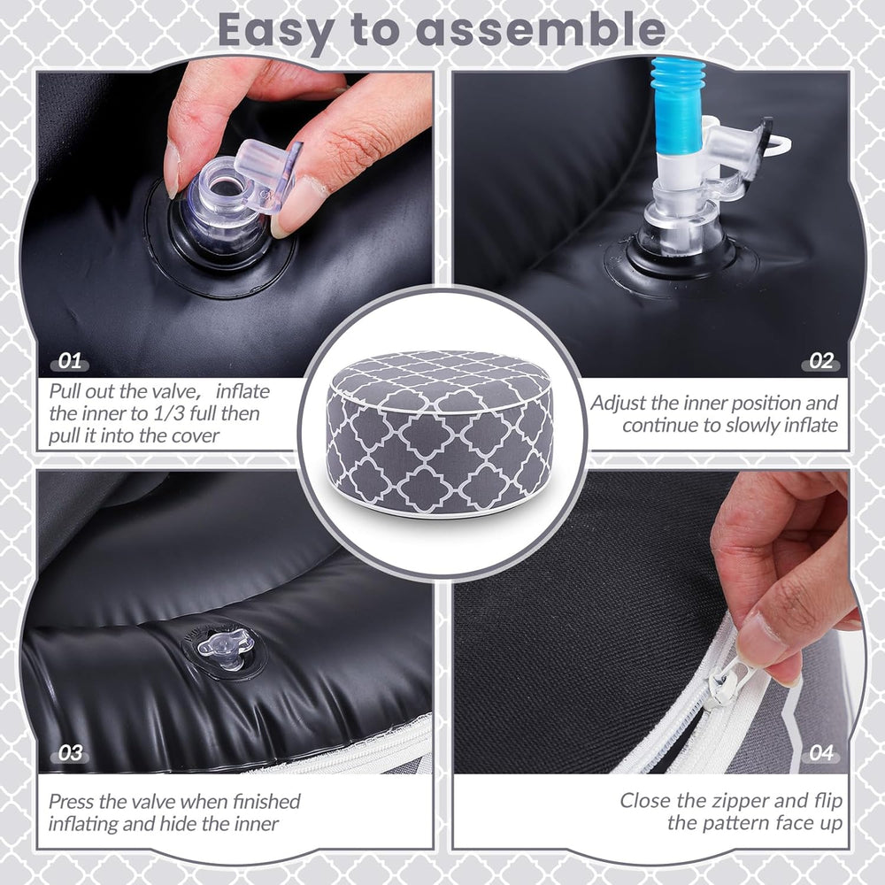 Juexica 2 Pack Inflatable Outdoor Ottoman Pouf Waterproof Round Footrest with...