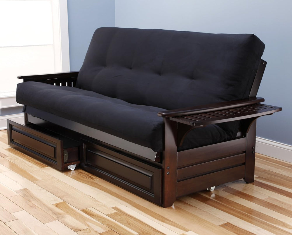 with Drawers Full Size Cordova Espresso Frame w/ 7 Inch Mattress Microfiber S...