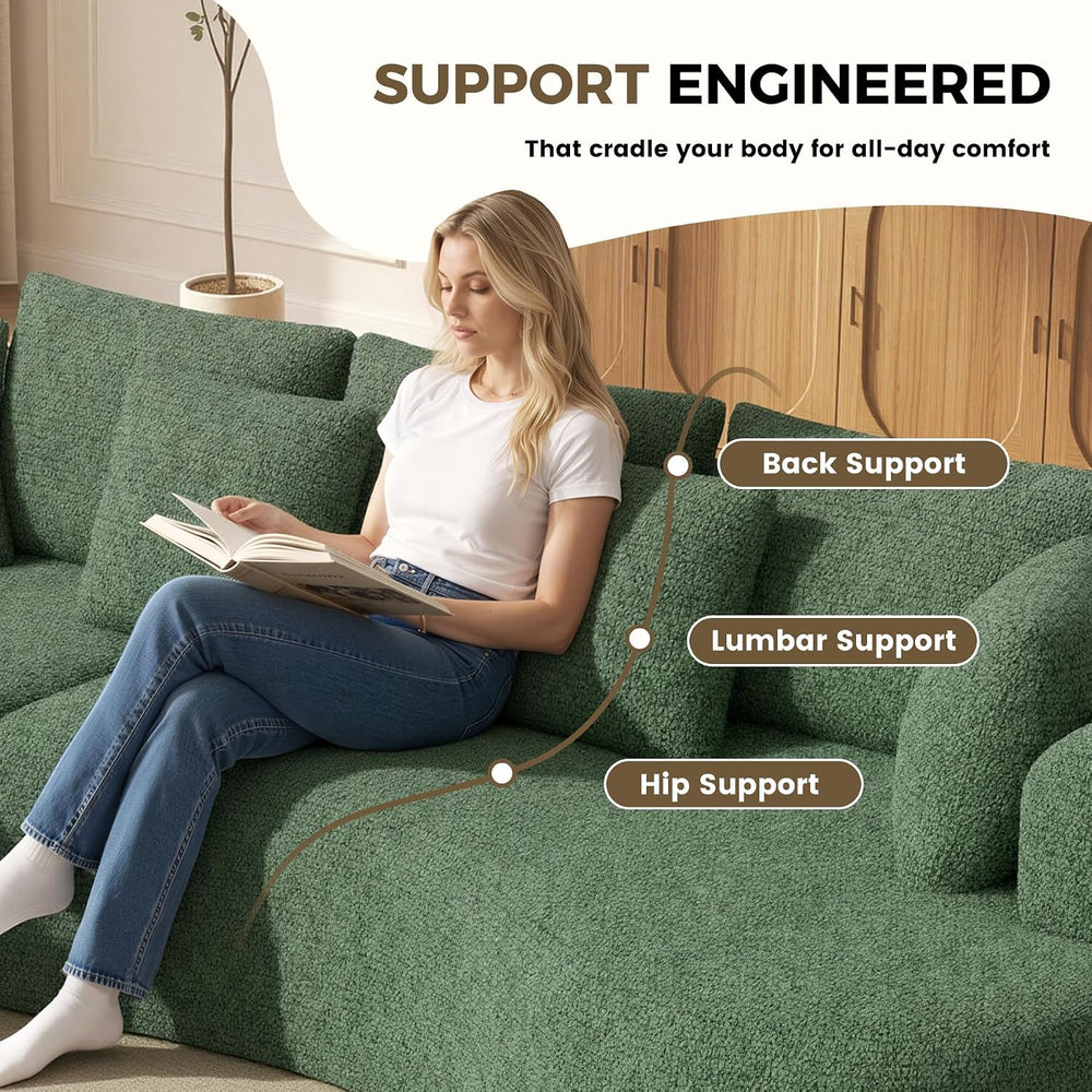 126" Oversized Curved Sectional Sofa for Living Room, Modern Couch with ...