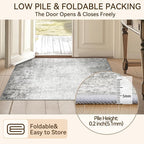 Washable Area Rugs 4'x6' Non-Slip Modern Abstract Soft for Living Room Entryway Bedroom Nursery, Print Pattern, Gray White Grey