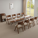 Folding Dining Chairs Set of 2, Upholstered Kitchen Chair with Padded Seat & Wood Backrest, Modern Side-Chair with Wood Legs for Home Office Living Room,No Assembly Needed,Walnut