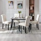 PU Leather Dining Chairs Set of 4, Farmhouse Upholstered Kitchen Chairs Modern Accent Chairs Wood Parsons Side Chairs for Bedroom/Living Room/Resturant, Cream