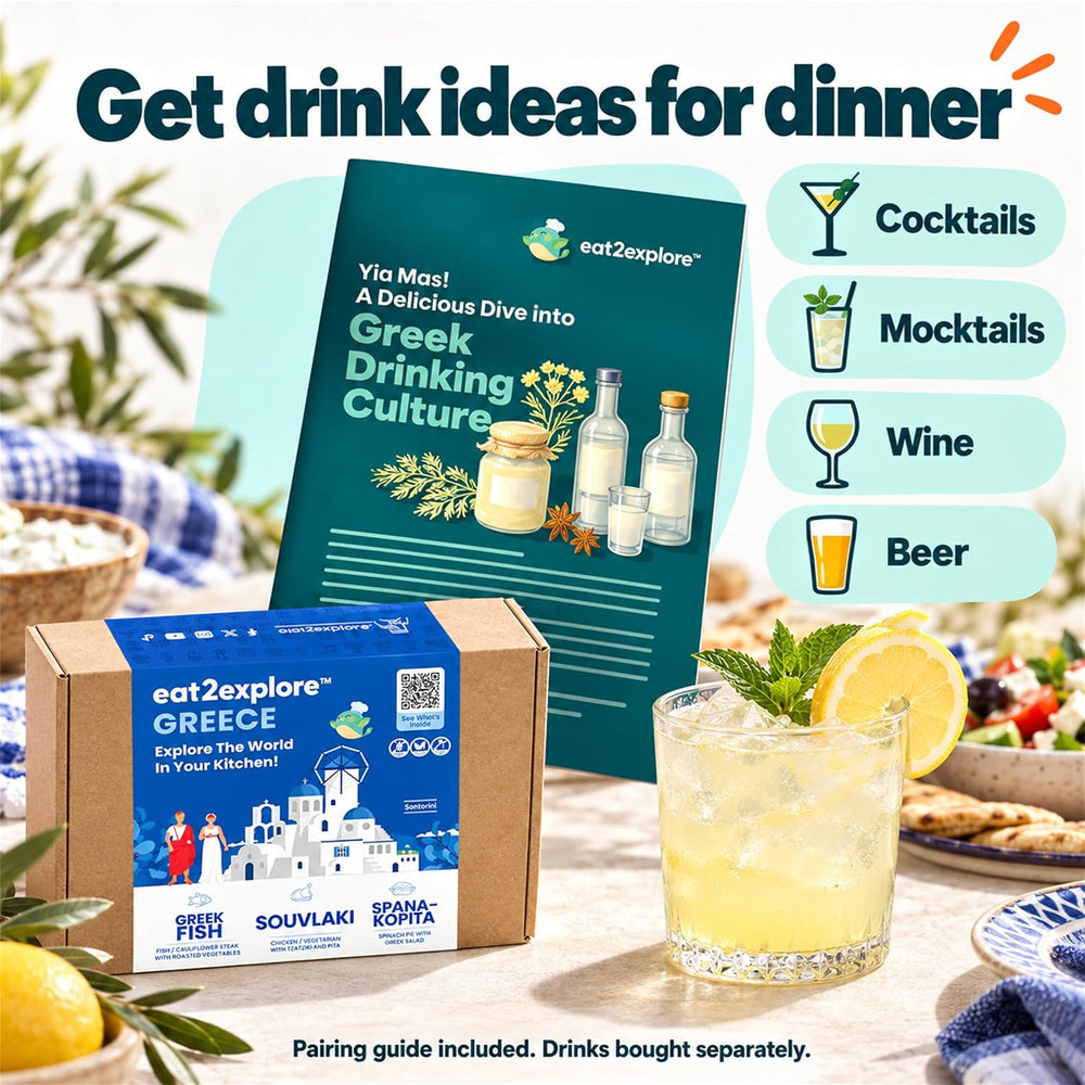 eat2explore Global Cooking Kits, Meal Gift Box for Teens & Adults, GREECE