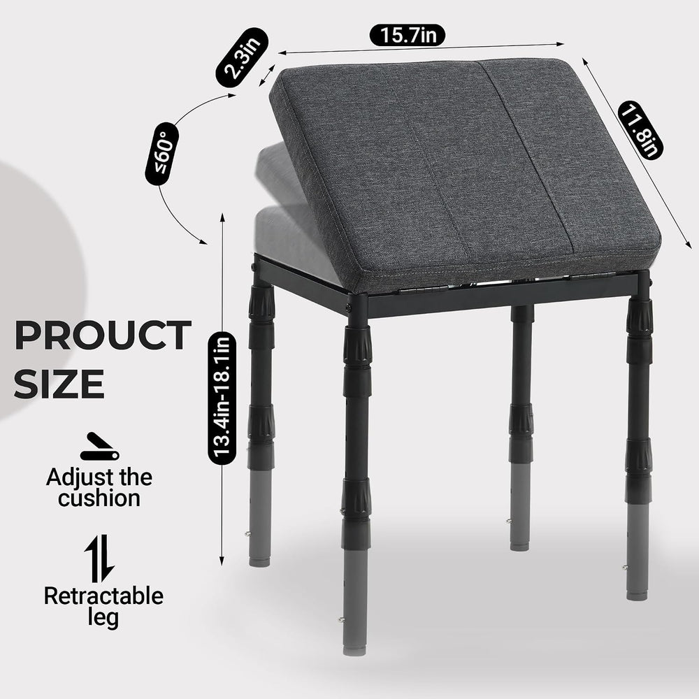 TIOPGHAD Adjustable Ottoman Pouf Footrest, 60 Degree Tilt, Carbon Gray | 4-He...