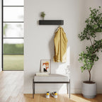 Kazai. Wall-Mounted Coat Rack 'Toke' - Modern Design Coat Rack with Hidden Wall Hooks - Solid Wood Veneer Panel Coat Hanger - Oak, Black