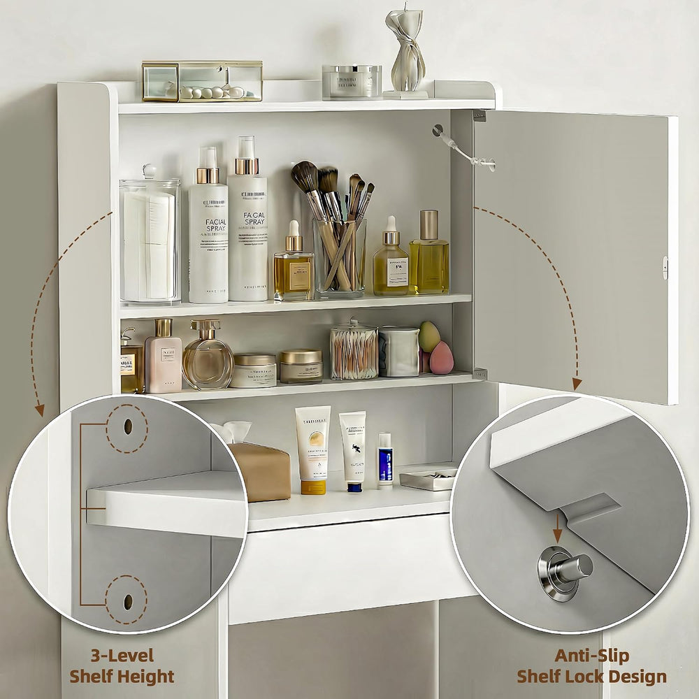 Small Vanity Desk with Lighted Mirror & Charging Station, 24" White ...