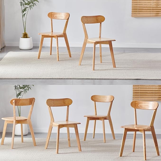 Natural Solid Wood Louis Dining Chairs Set of 6 for Home Kitchen/Apartment