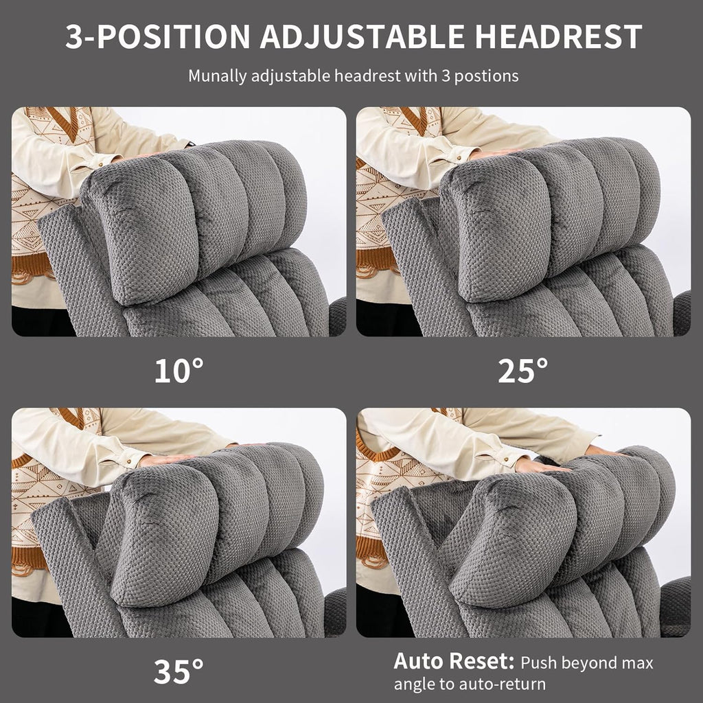 Dual Motor Power Lift Chair 26" Extra Wide Recliner Chair for Elderly with Headrest, Flip Arm Storage,Massage & Heat,Oversized Lay Flat Recliner with Cupholders,USB Ports,Type C,Zero Gravity