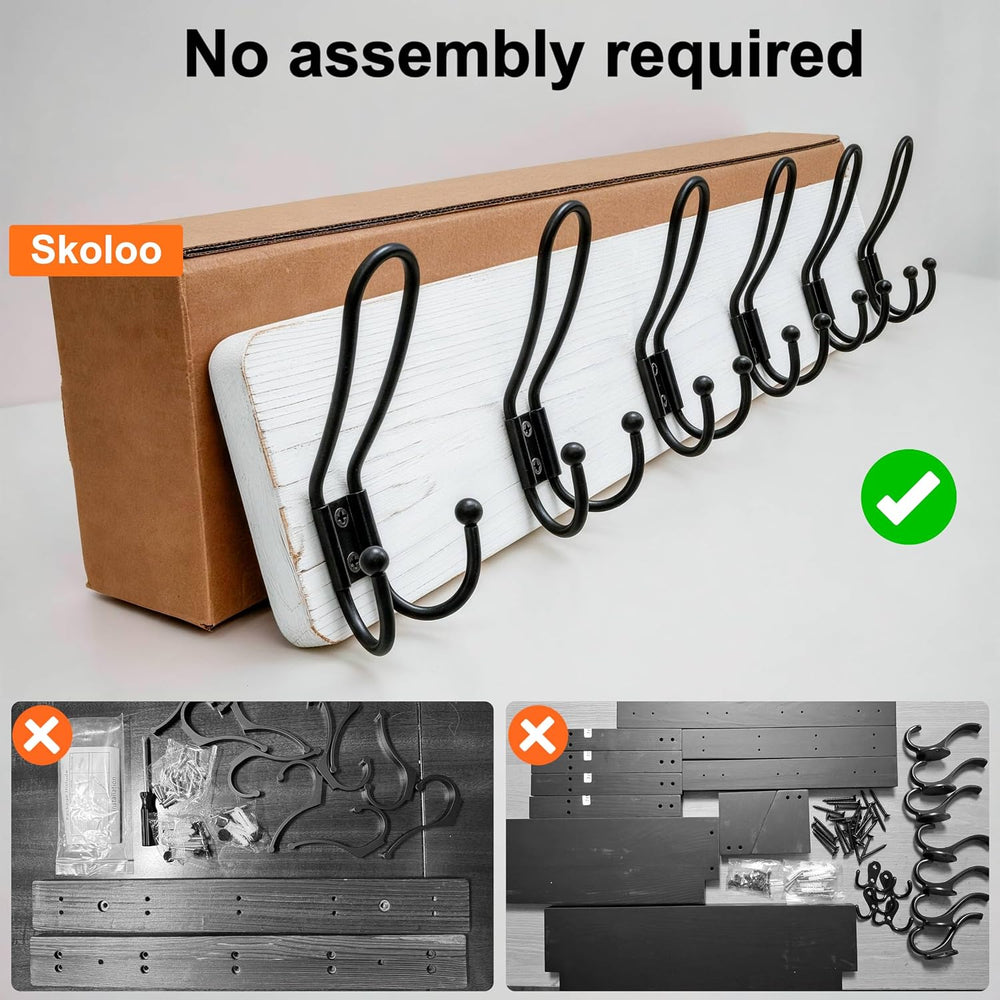 SKOLOO Coat Rack Wall Mount, Solid Wood Wall Mounted Coat Rack with Hooks, 30...