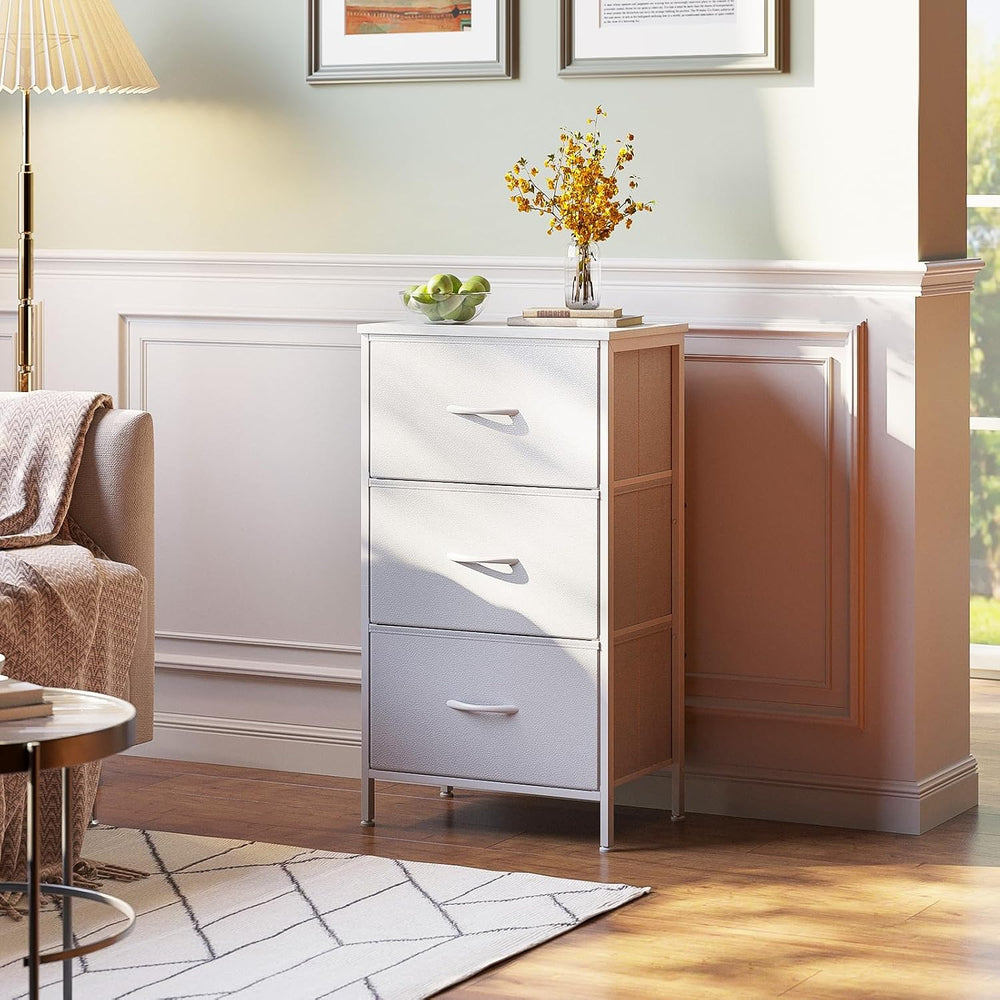 AODK Small Dresser for Bedroom Nightstand with 3 Storage Drawers, White | Che...