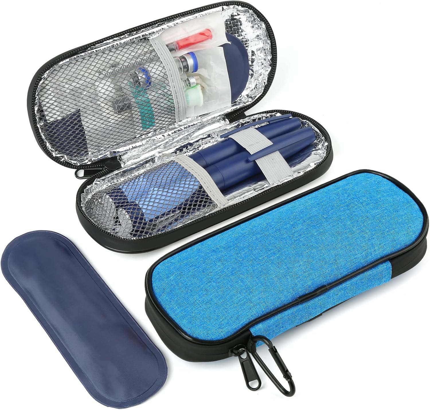 Insulin Pen Cooler Travel Case with 2 Reusable TSA Approved Ice Packs, Diabetic Medication Insulated Cooler Bag for Insulin Pens and Other Diabetic Supplies Storage Blue