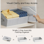 Large Closet Organizers and Storage Bins - 6 Pack Trapezoid Storage Baskets for Shelves, Foldable Fabric Baskets with Handles Ideal for Closet, Basket, Wardrobe and Shelf Storage, Light Grey