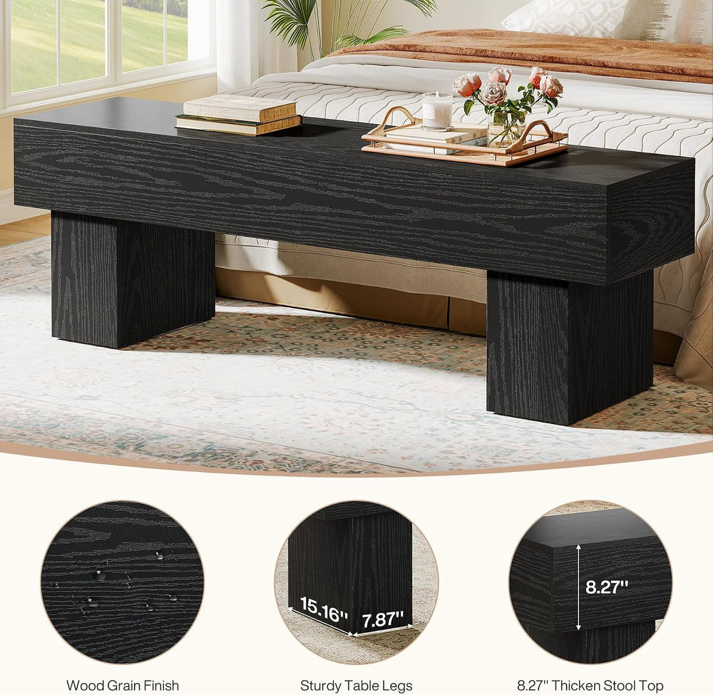 Tribesigns 63" Long Entryway Bench, Rustic Farmhouse End of Bed Bench, W...