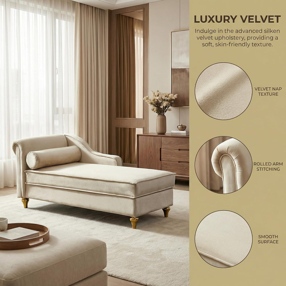 60.6''Velvet Chaise Lounge Indoor, Modern Velvet Lounge Chair with Le...