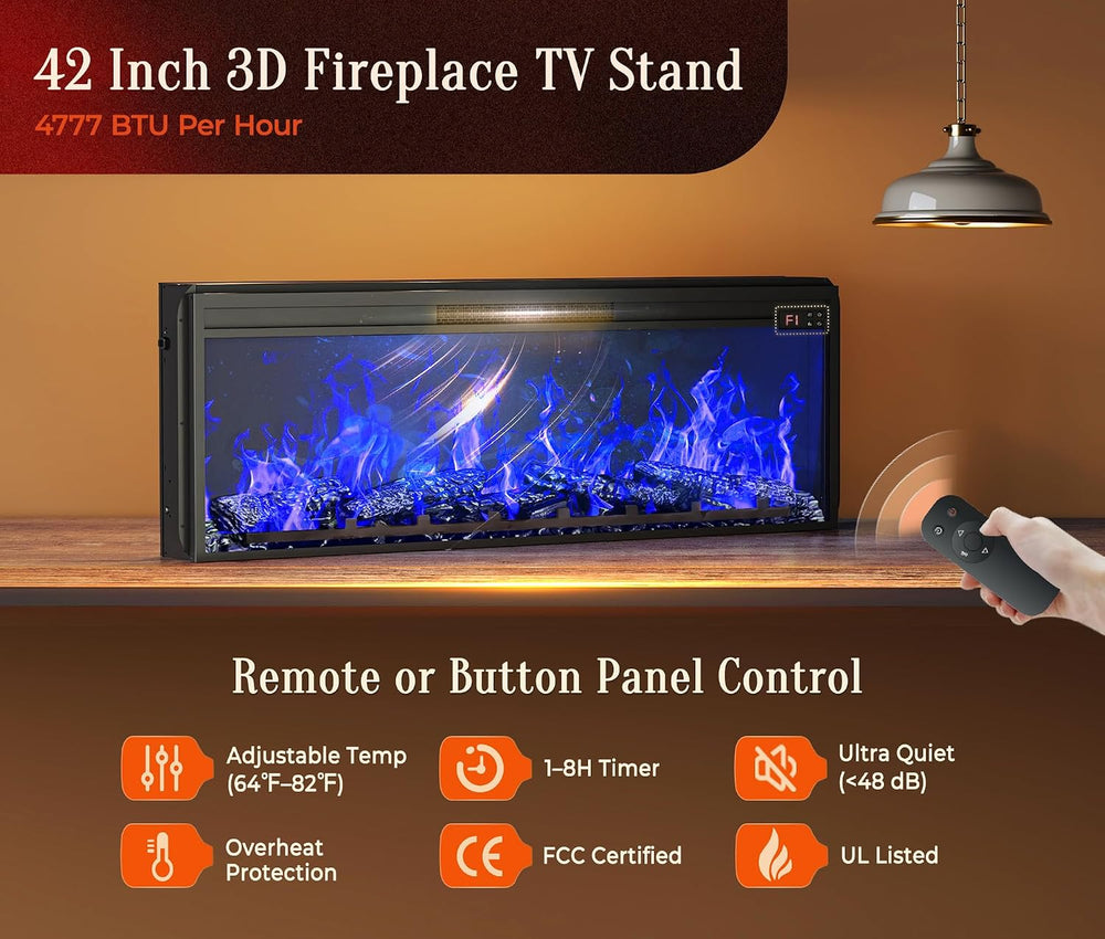 PRAISUN 70'' Fireplace TV Stand with 42'' Electric Fireplace,...