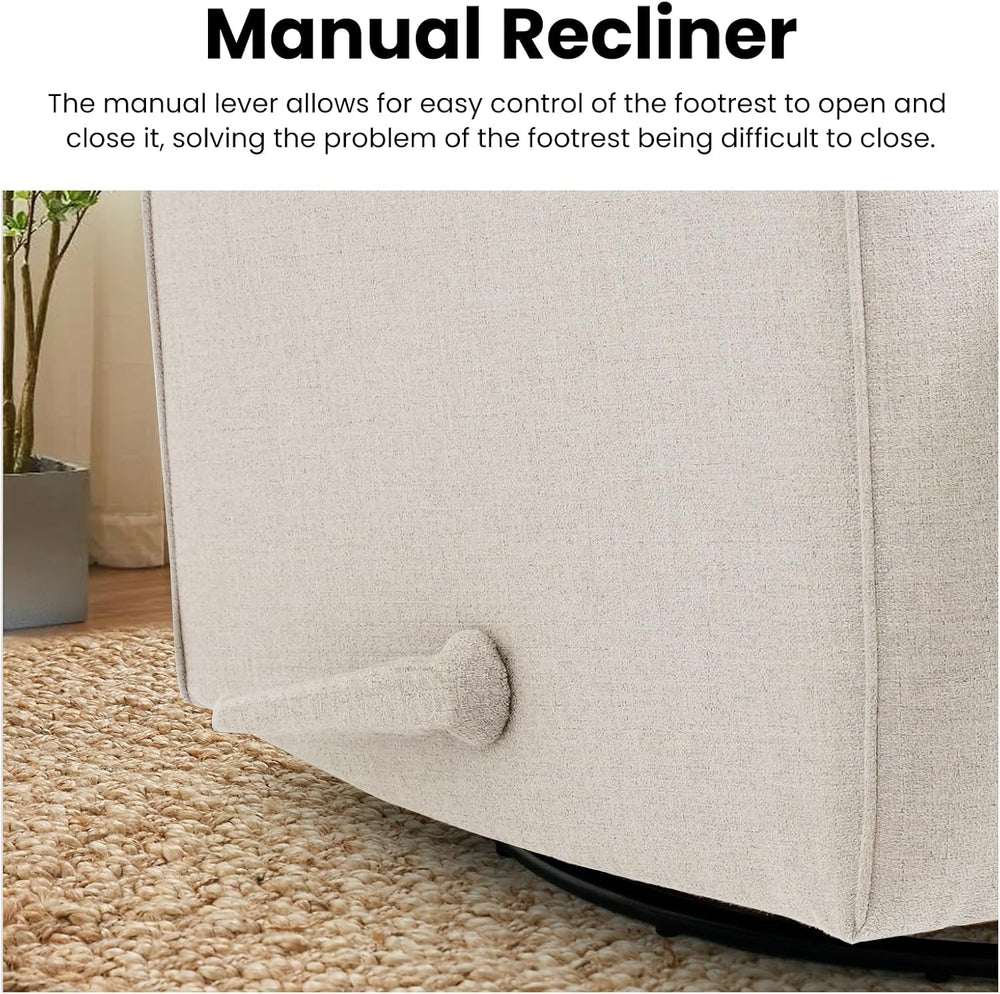 Harkawon Swivel Rocker Recliner Chair, Glider Rocker Recliner, Beige