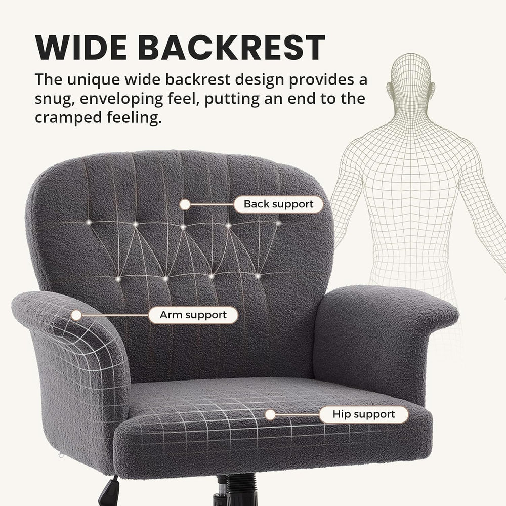 IWMH Comfy Home Office Desk Chair, Upholstered Fabric Cozy Vanity Chair