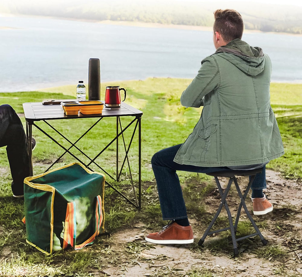 Giantex Folding Stool Set of 2, 18” Height Foldable Bar Stools, Portable Fold...