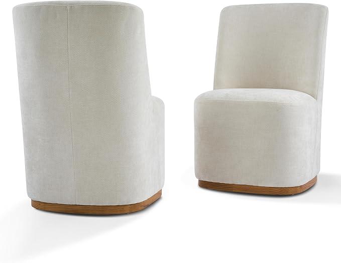 Christopher Knight Home Lucy Chenille Upholstered Dining Chairs Set of 2, Sturdy Wooden Dining Chair with Pedestal Base, Modern Kitchen Chairs with Solid Back, Versatile Indoor Usage, Beige