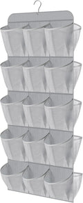 MISSLO 30 Large Pockets Dual Sided Hanging Shoe Organizer for Closet with Rotating Hanger Hanging Shoe Shelves, Grey