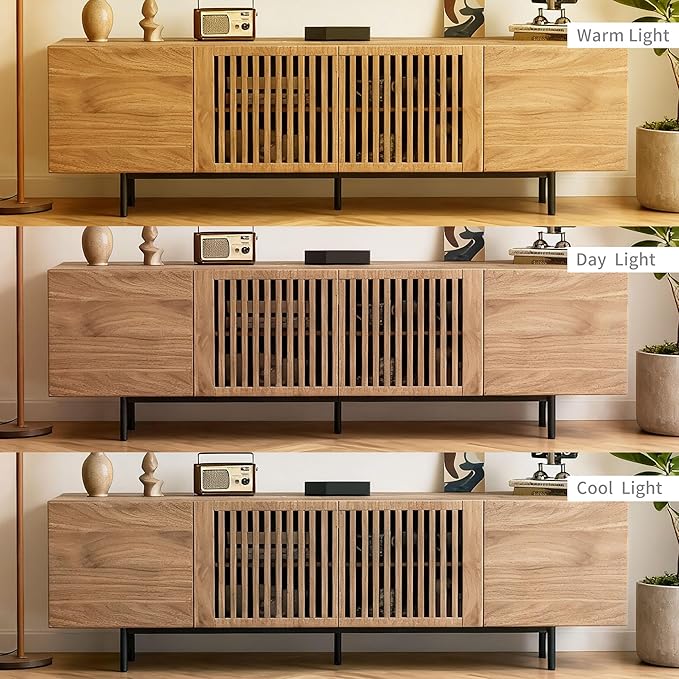 70.87" Mid-Century Modern TV Stand, Entertainment Center with 4 Storage Cabinets, Media Console Table for Living Room & Bedroom,Walnut