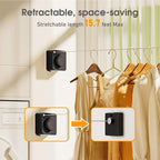 Retractable Heavy Duty Clothesline - Wall Mounted Indoor and Outdoor Laundry Drying Solution, 15.7ft Anti-Sagging Stainless Steel Rope (Black)