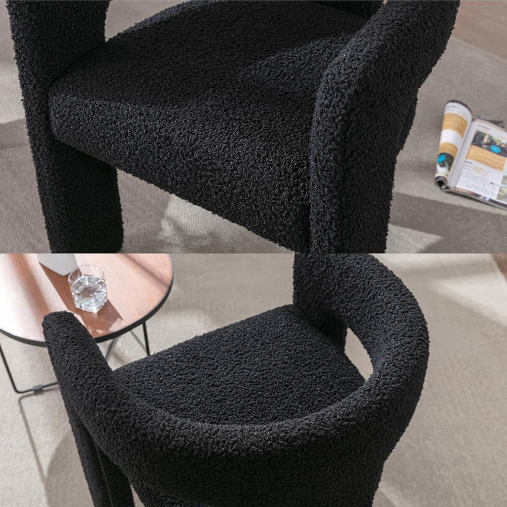 HNY Modern Barrel Kitchen & Dining Room Chairs Set of 6, Sherpa Upholster...