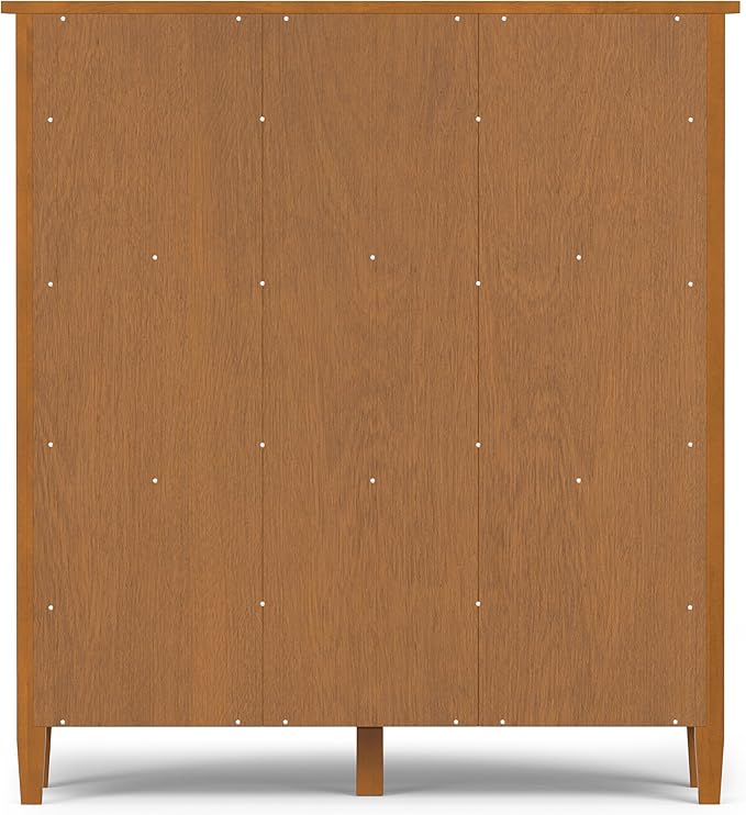SIMPLIHOME Warm Shaker Bookcase - 44 inch Tall 9-Cube Solid Wood Cube Organizer in Light Golden Brown, Transitional Storage for Living Room, Study Room or Office with Fixed Shelves and Tapered Legs