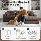 113" L-Shaped Modular Sectional Sofa Chaise Boneless Couch No Assembly | Corduroy Boneless Sectional Couch with Deep Seat, Couches for Living Room, Bedrom, Couch in a Box, Light Gray
