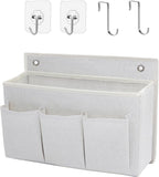 Wall Hanging Organizer Bag/Hanging Baskets with Large Mesh Compartment & 3 Pockets，Over the Door Organizer Space Saving Storage for Bedroom,RV Camper, Closet (White- 1 Pack)