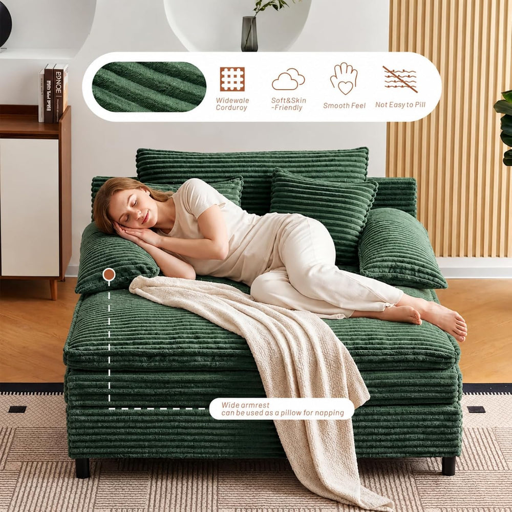 55" W Reclining Chaise Lounge Chair Indoor with 4-Gear Adjustable Backre...