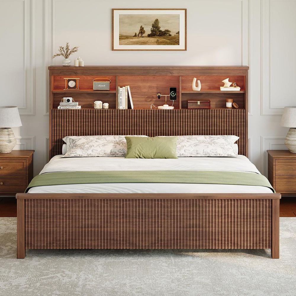 Queen Size Bed Frame with 4 Storage Drawers