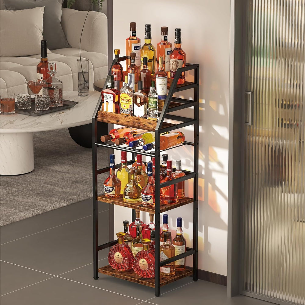 Trapezoid Liquor Wine Rack - Stepped Freestanding Design for Home - Fits Livi...