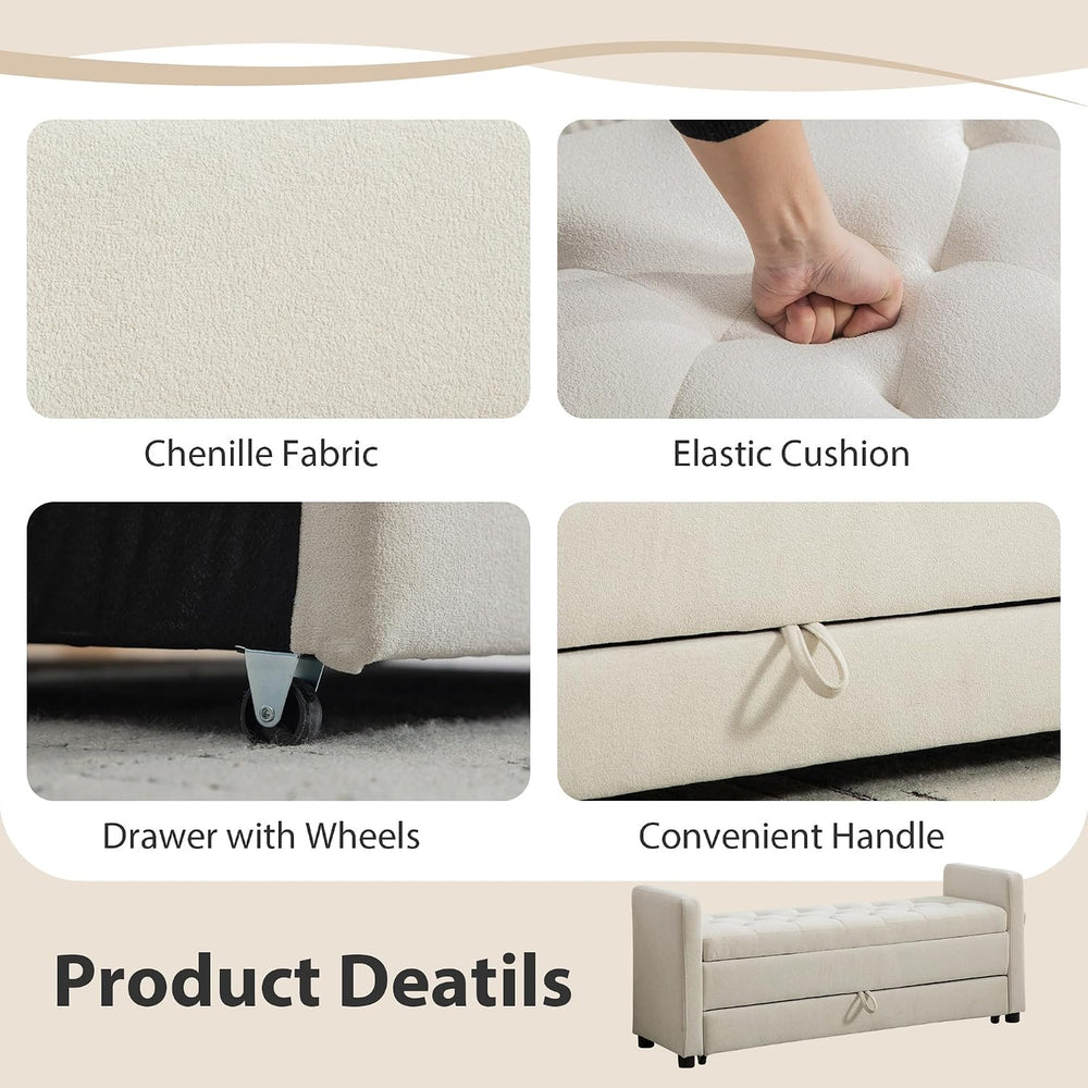 Chifee & Vingol 58.27" W Ottoman Bench with Double Storage Space, Up...