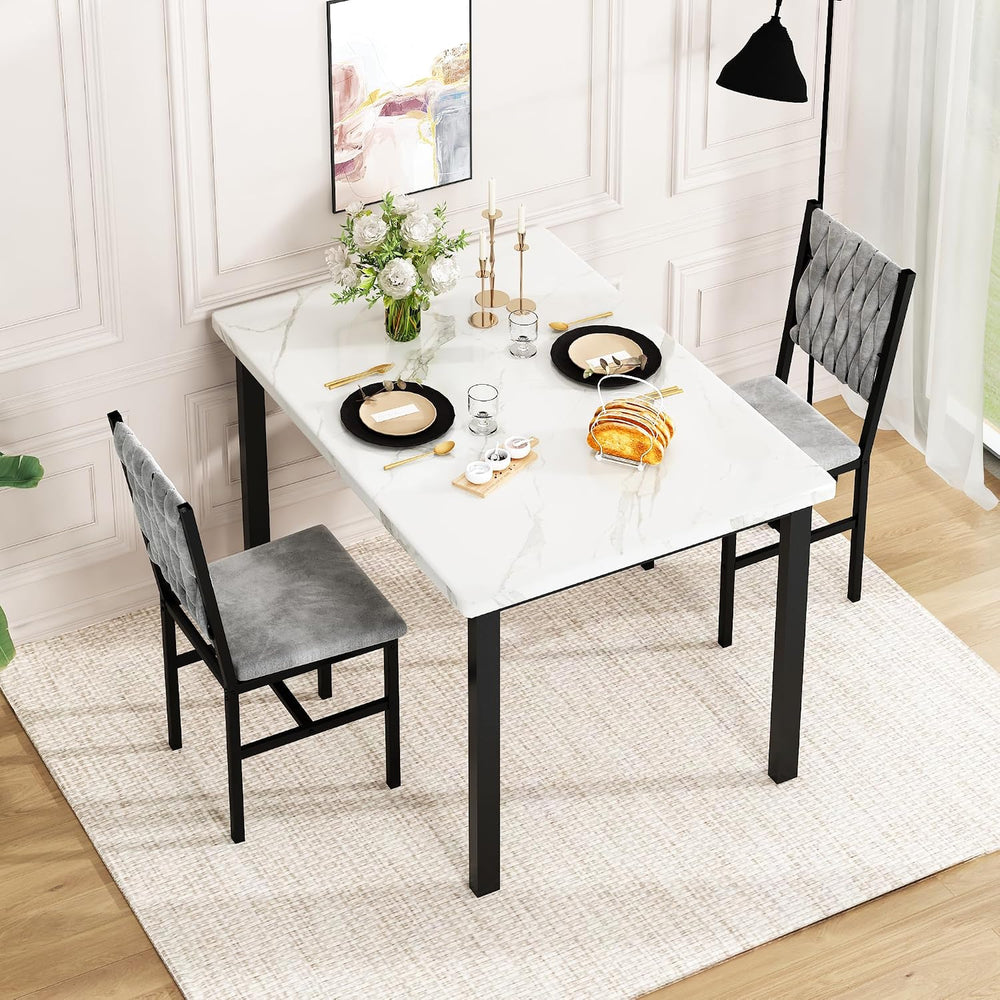 AWQM 3 Piece Dining Table Set for 2, Small Kitchen Dining Table with Upholste...